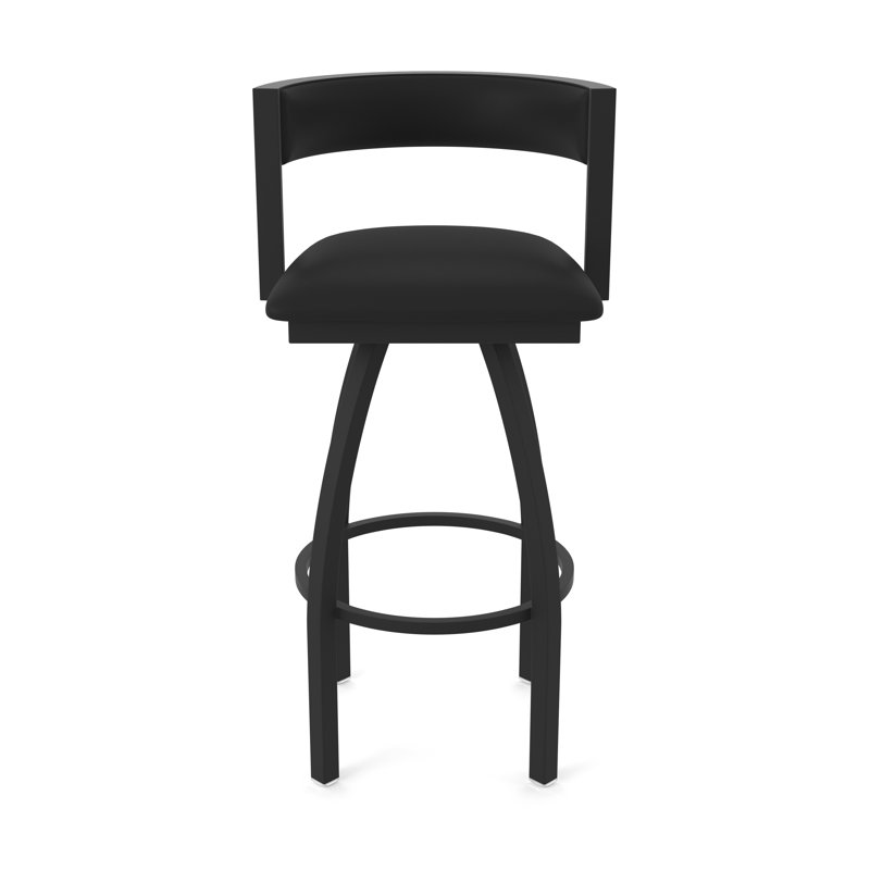 Tabouret Artémis, Noir froissé, Tabouret de bar (siège d'une hauteur de 30 po), Vinyle - vinyle noir