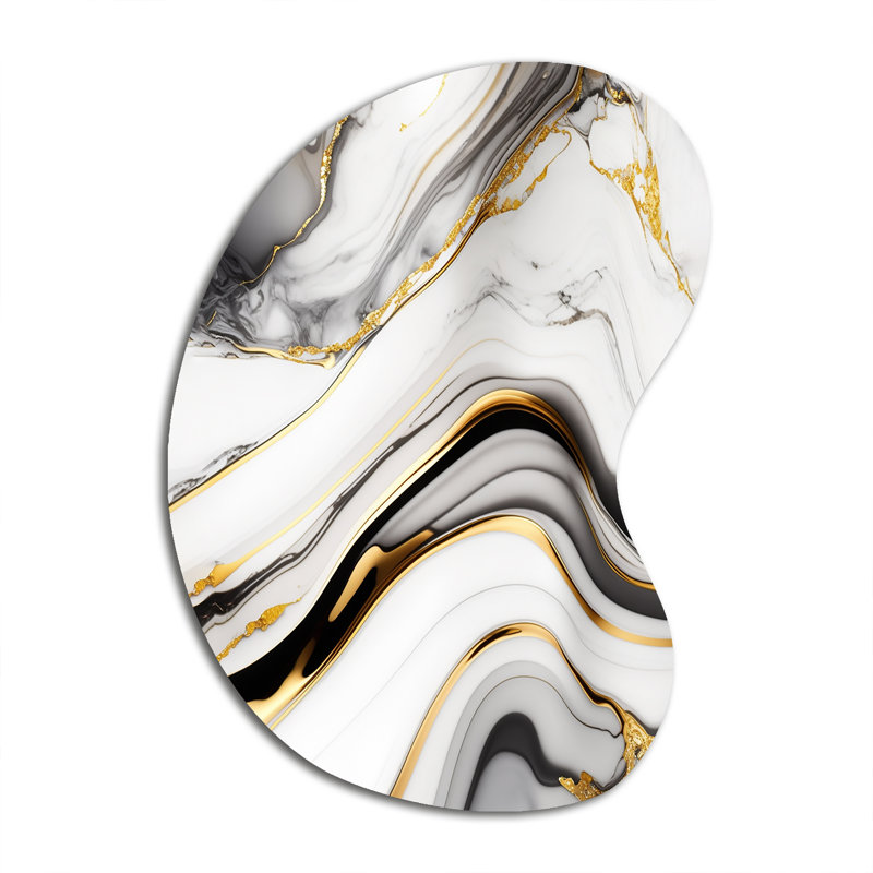 «Abstract Geode Marble Waves» gris IV - art mural abstrait en forme de métal, sculpture murale asymétrique en métal