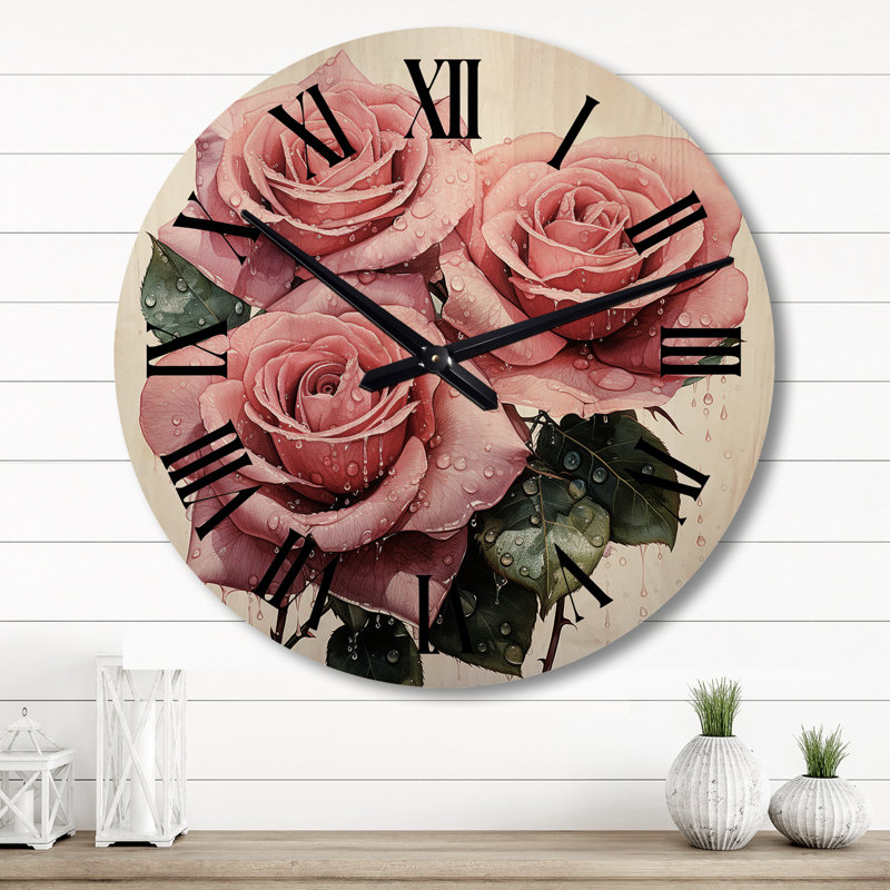 Horloge murale en bois massif Nazmeen, Grand