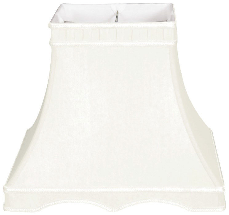Abat-jour cloche en soie / shantung (araignée), Blanc, H 11,5 po x l 12 po x P 12 po