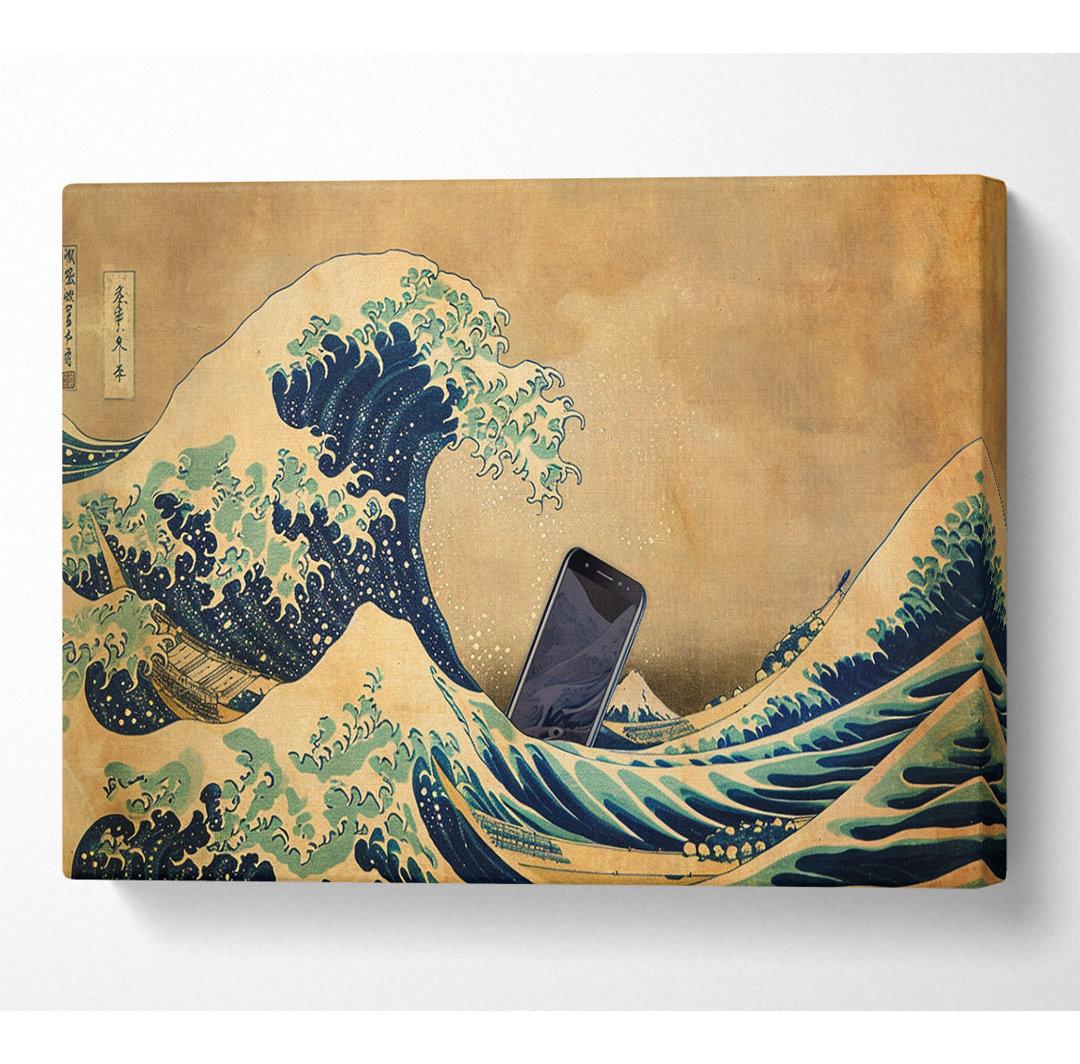 Great Wave Phone - No Frame Kunstdrucke auf Leinwand