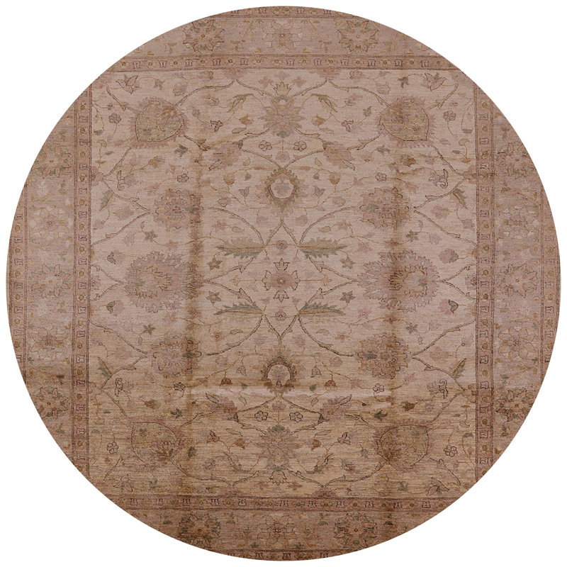 Tapis beige Rideau, Rond 5 pi