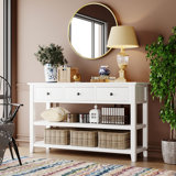 Spark Wooden Console Table with 3 Drawers & 2 Open Shelves