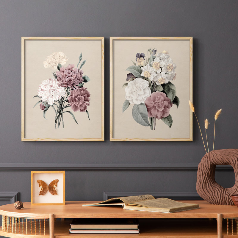 Reproduction encadrée antique botanique I-Premium - prête à être accrochée - aucun clou requis - aucun clou requis, Doré