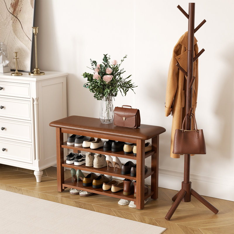 Solid Wood Shoe Storage Bench - 31-Inch Height, 16.5" H x 31.4" W x 11.8" D
