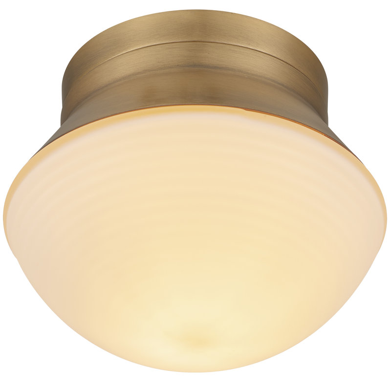 Bistro 1-Light Flush Mount, Antique Brass, E12 Bulb, 5.38" H x 6.63" W x 6.63" D