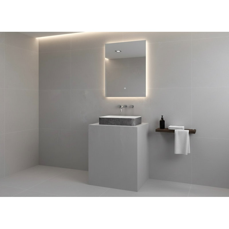Vast Studio 21.5” L x 13.8” W Textured Gray Concrete Gray/White Rectangular Countertop Vessel Bathroom Sink, Gray/White
