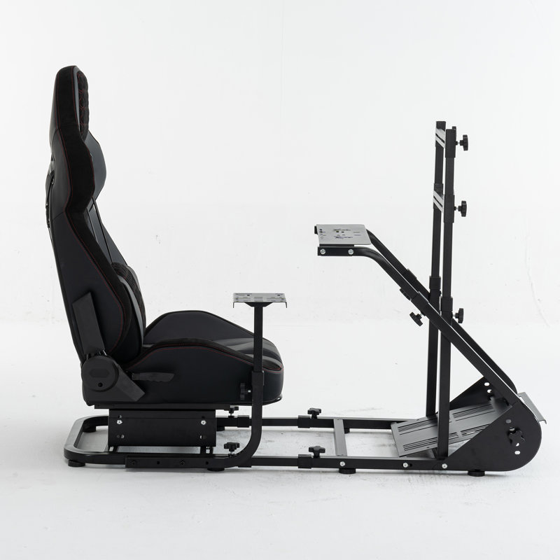 Poste de conduite à volant amélioré avec siège ergonomique - Cadre de simulateur de conduite réglable - Compatible avec Fanatec, Thrustmaster, Logitech, Moza, PXN - Fabrication en acier stable