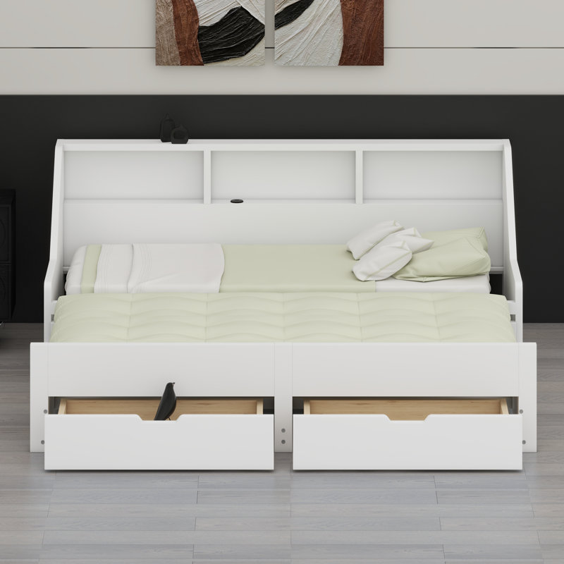 Multifunctional Daybed with Storage Drawers, White