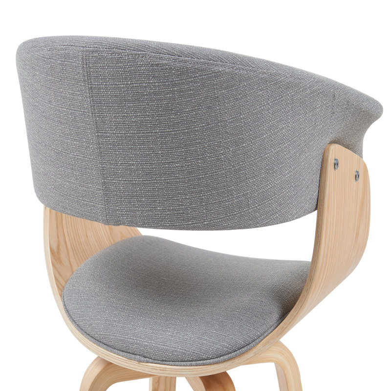 Krystyna Mid-Century Upholstered Dining Chair, Gray, Oak Wood