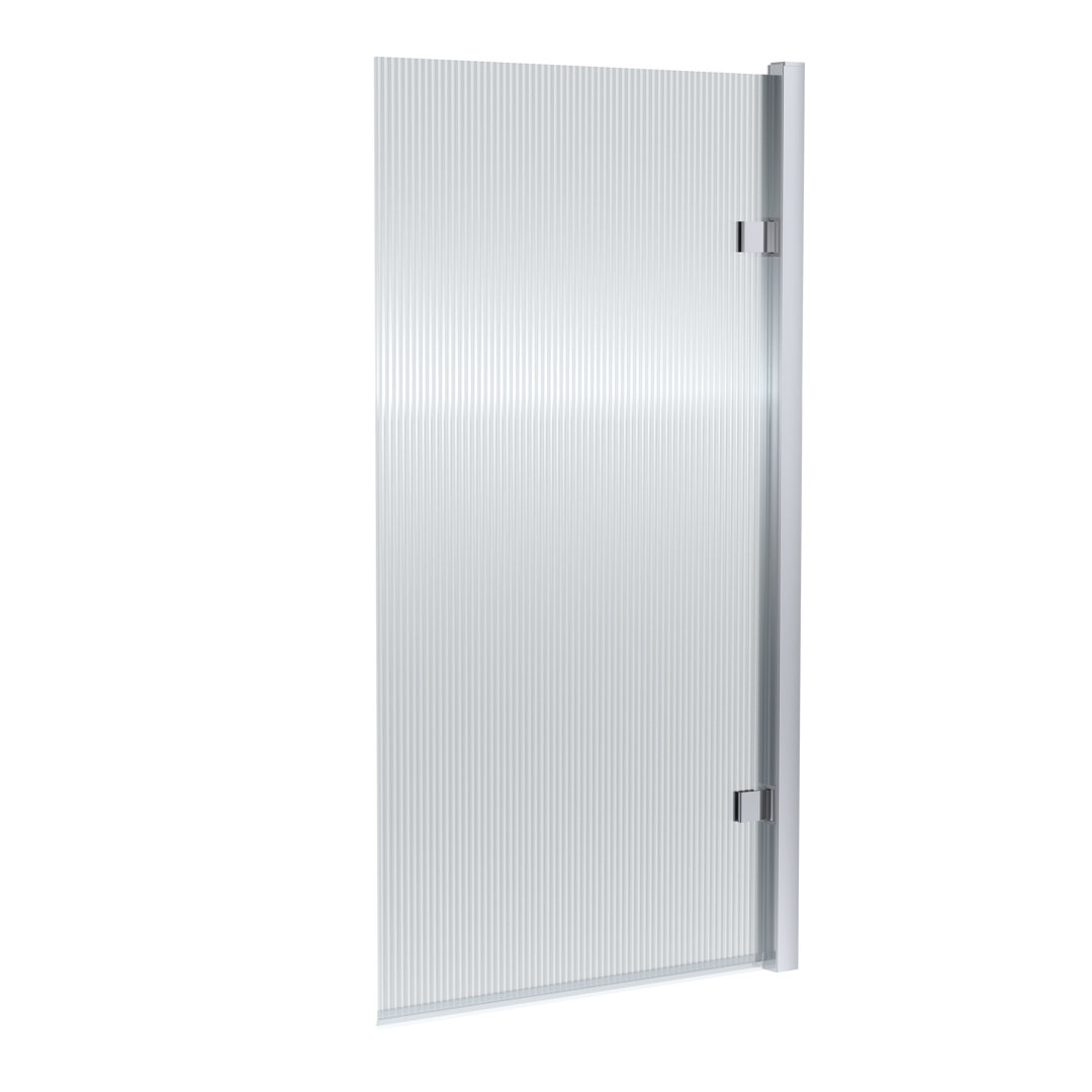 nuie Chrome Hinged Fluted Square Shower Bath Screen 830mm - Image 3