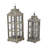 2 Piece Wood Tabletop Candle Lantern Set