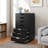 7-Drawer Chest Mobile File Cabinet Vertical Filing Organizer with Lockable Wheels Black-940776923