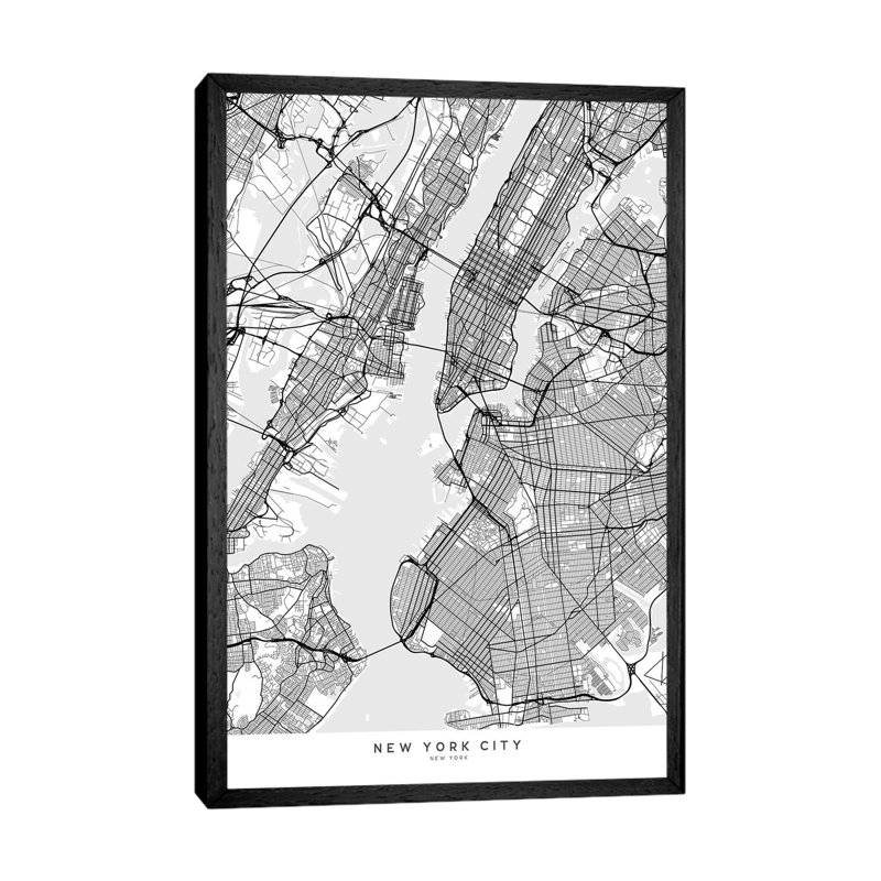 Scandinavian Style Map Of New York City by Blursbyai - Gallery-Wrapped Canvas Giclée on Canvas, 66.04 cm H x 45.72 cm W