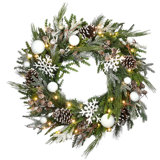 30" Pre-Lit Alpine Collection Decorated Wreath