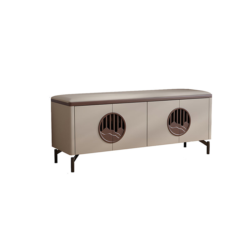 Minimalist solid wood Neo-Chinese shoe storage bench