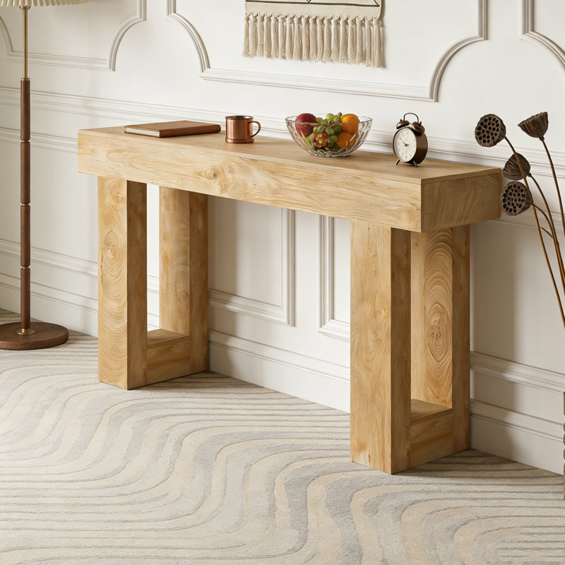 Wooden Sofa Console Table For Entryway, Natural