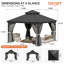 Pavillon de jardin extérieur à toit rigide 12 'x 12' avec double toit, rideaux et filet-132665354