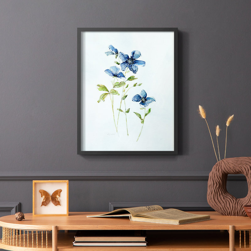 Blue Wonders I, reproduction encadrée - bois massif, Noir, H 20 po x l 16 po