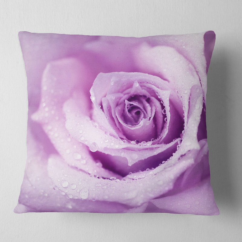 Coussin mauve à imprimé floral mauve, 16 po x 1 po, Coussin décoratif