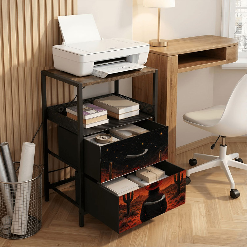 Table de chevet 2 tiroirs avec station de charge, table de chevet pour chambre avec ports USB et amp; Table de chevet noire Outlets Outlet