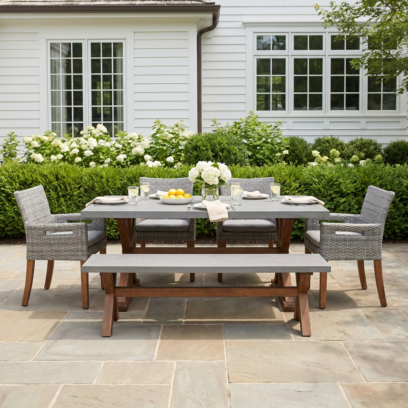 Fleur 74" Eucalyptus Patio Dining Set