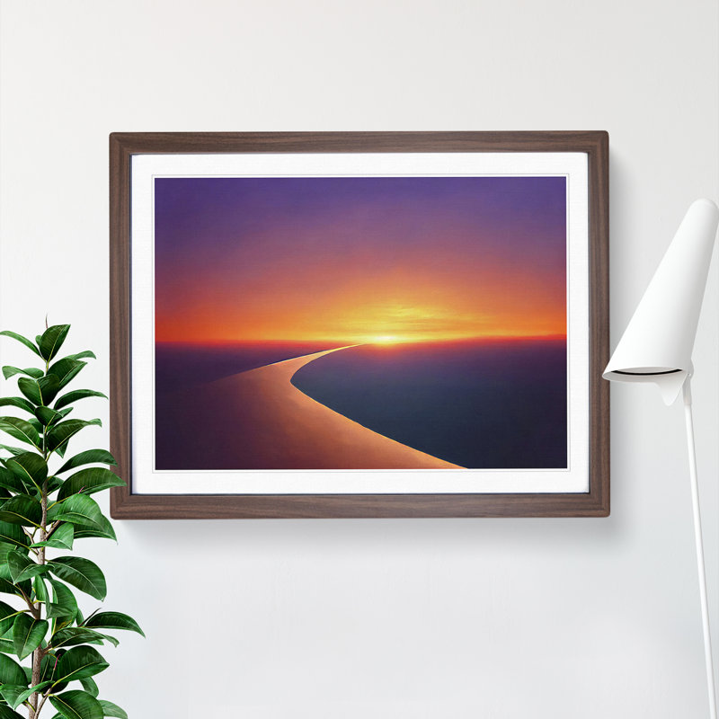 Showstopping Ocean Beach Sunset - Framed Print, 46cm H x 64cm W x 2cm D, Walnut