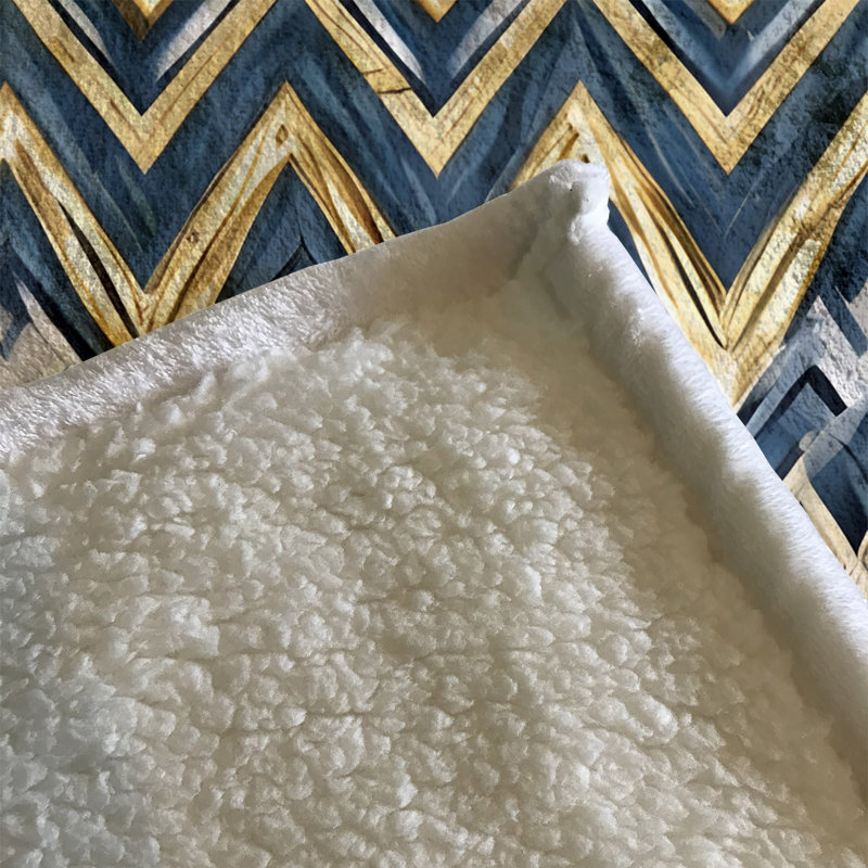 Jeté Ridgley, L 68 po x L 80 po, Chevron / abstrait, Bleu/jaune