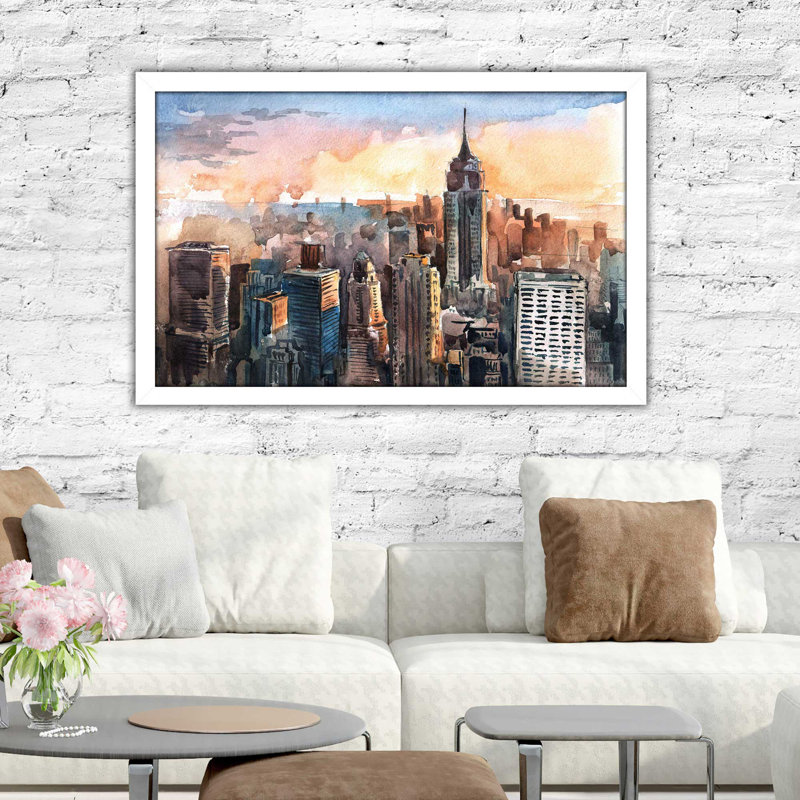 «New York State of Mind», reproduction encadrée, H 21,5 po x l 27,5 po x P 0,75 po, Cadre blanc