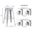 Tabourets de bar en métal sans dossier, rétro, léger, industriel, contemporain, rustique, rétro, côtier, sans dossier et 4 pieds (ensemble de 2) (siège de 30 po, blanc vieilli)