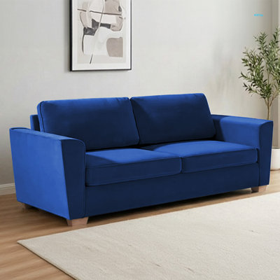 Full Size Velvet Pull-Out Sofa Bed with Folding Mattress