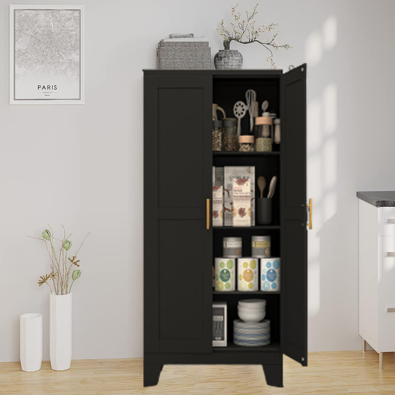 Buffet décoratif 2 portes Mallak Steel, L 31 po x P 15,74 po, Noir
