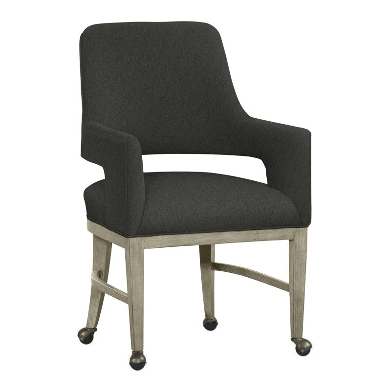 Chaise avec accoudoirs Josie, 9818 peuplier, Amande chamois