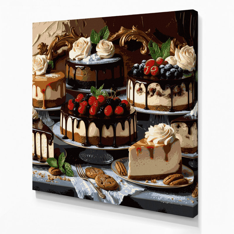 Art mural sur toile, "Desserts Cheesecake" noir, H 32 po x l 32 po