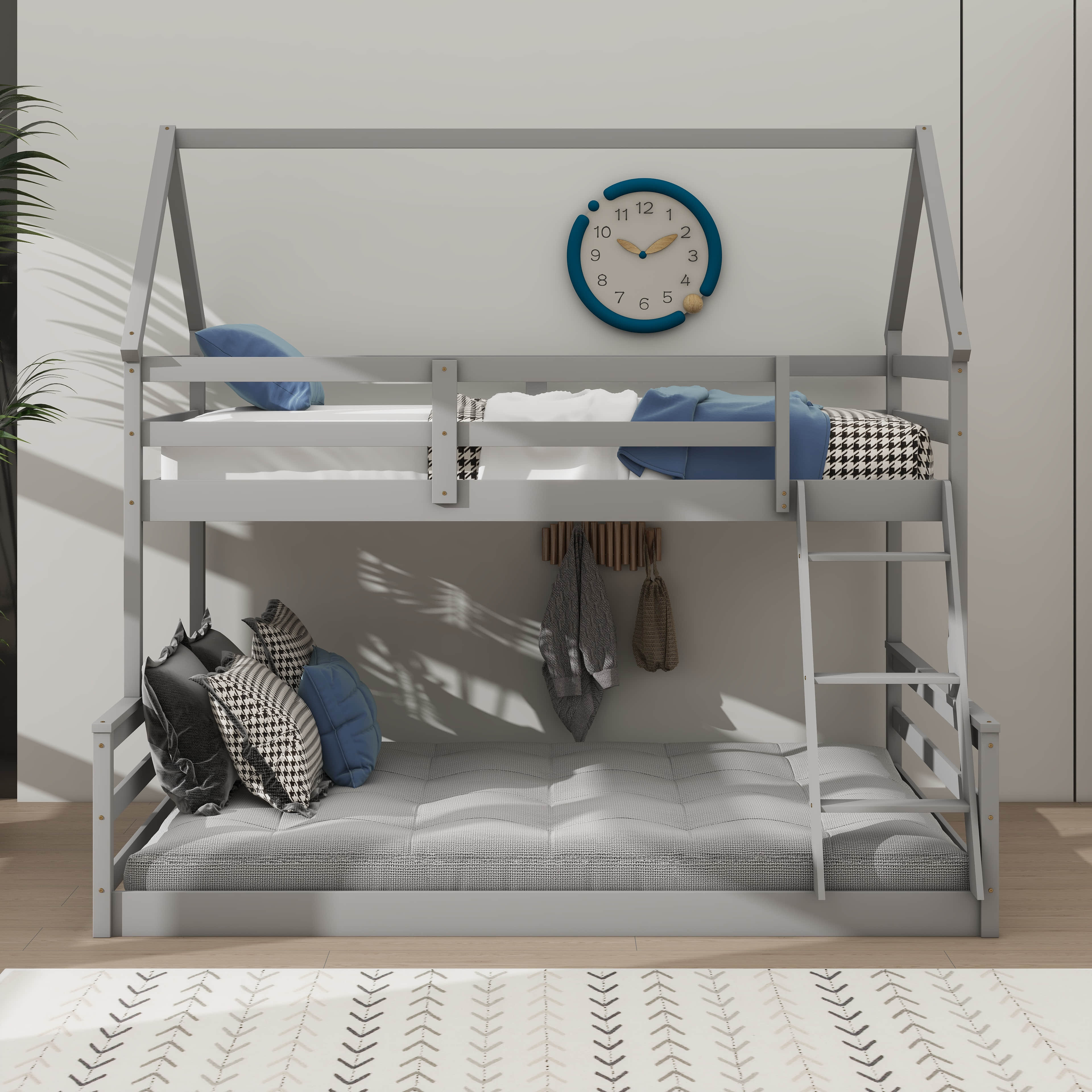 Ebern Designs Twin Over Full House Bunk Bed Comes With Built-In Ladder ...