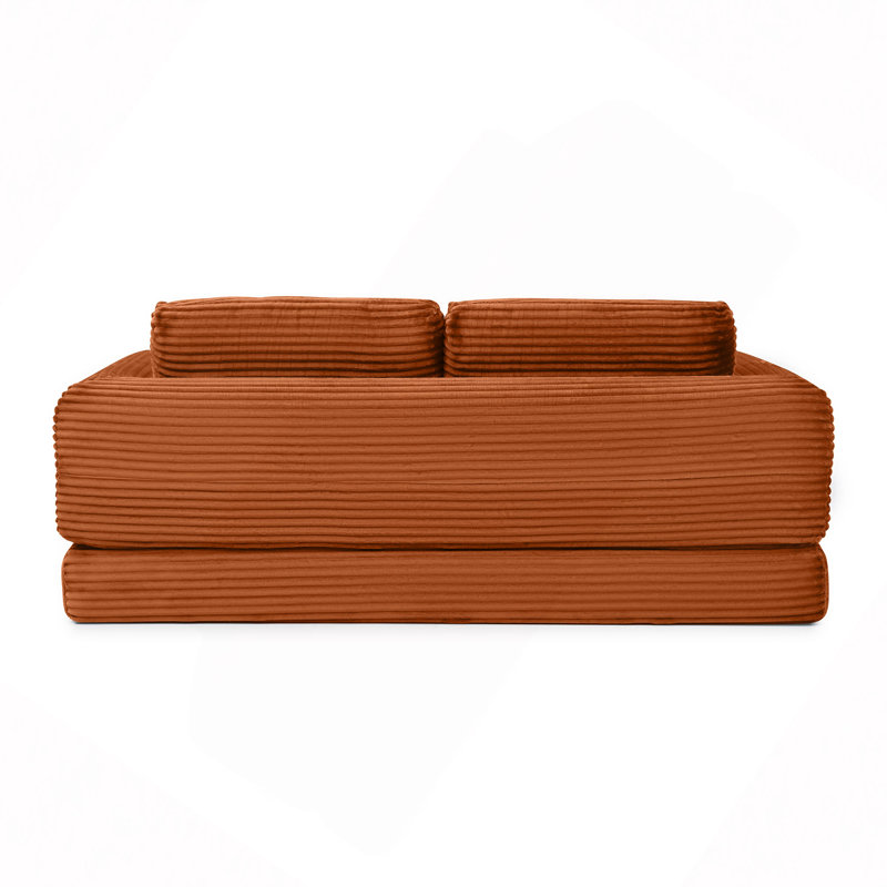 Canapé-lit pliant convertible 2-en-1, canapé-lit en velours côtelé moderne avec 2 * coussins, canapé-lit modulaire sans dossier avec lit escamotable, canapé-lit pliant pour salon