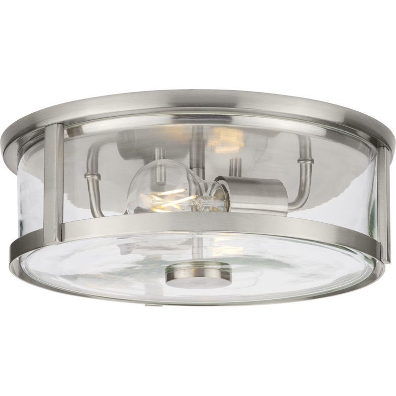 Plafonnier encastré en verre Assa, Nickel brossé, Transparent, H 4,62 po x l 12,62 po x P 12,62 po