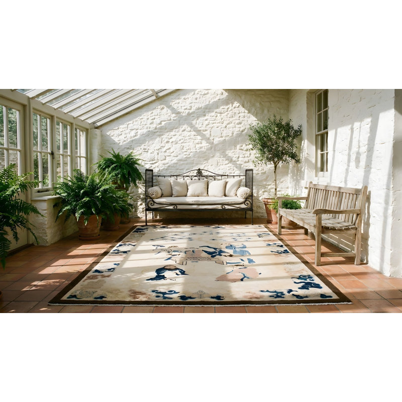 Tapis de couloir antique en laine beige