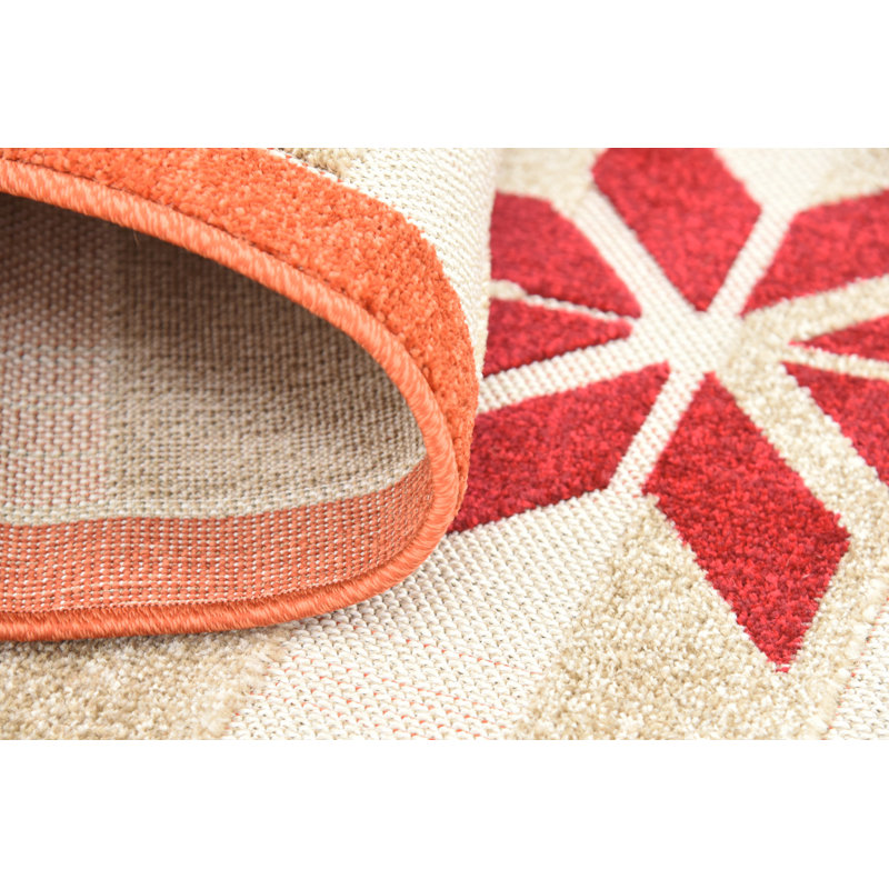 Tapis intérieur / extérieur bourgogne / beige / terre cuite Lochbuie, Rectangle 7 pi x 10 pi