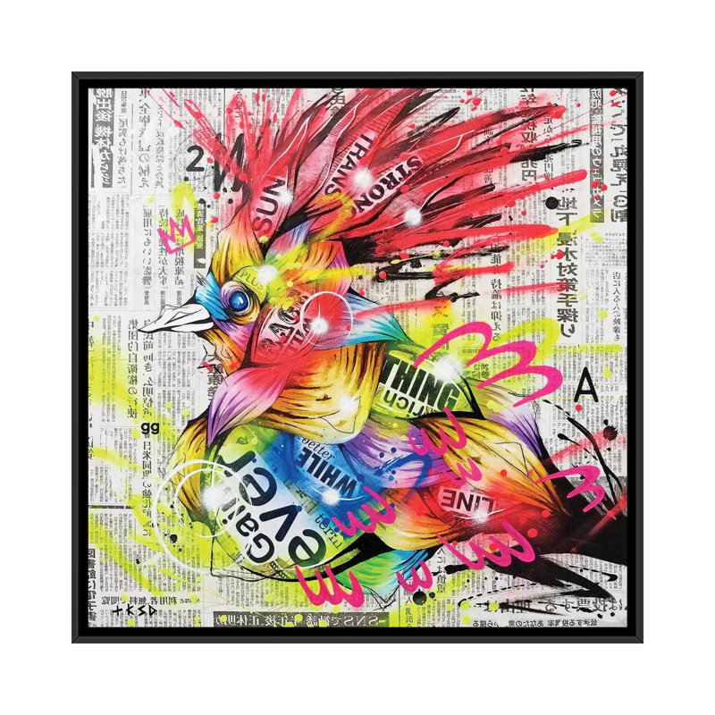 " Akaitori " by Taka Sudo, 26" H x 26" W x 1.5" D, No Matte, Black Framed Canvas