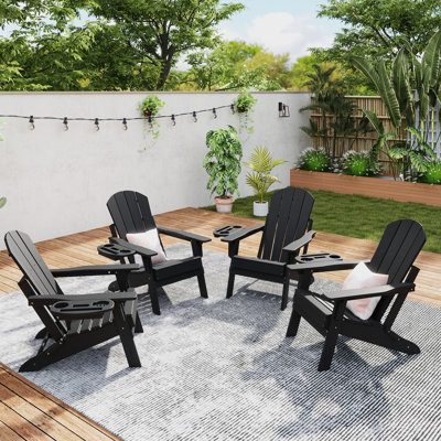 Hdpe Folding Adjustable Adirondack Chair Set Of 4 by Rosecliff Heights