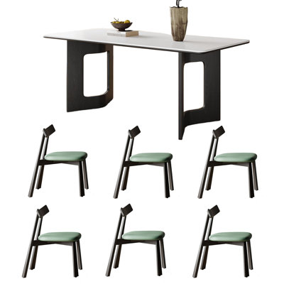 Dining table and chairs in Wabi-sabi style.