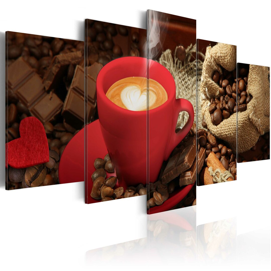 5-tlg. Leinwandbilder-Set Love Espresso