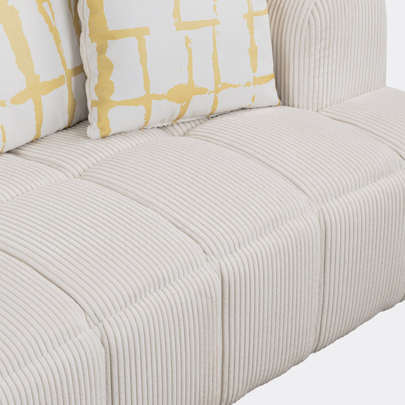 Ripal 103.9'' Corduroy Sofa, Beige Corduroy
