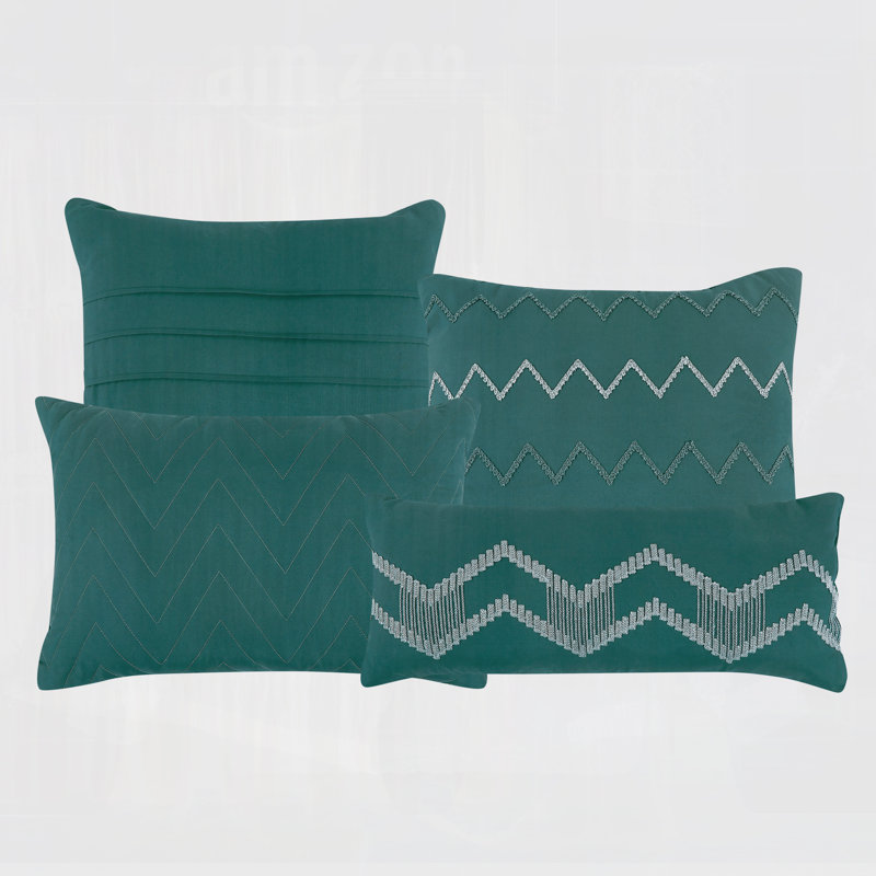 Ensemble d'édredon 7 pièces avec motif brodé, microfibre douce, 100% polyester, collection de literie toutes saisons