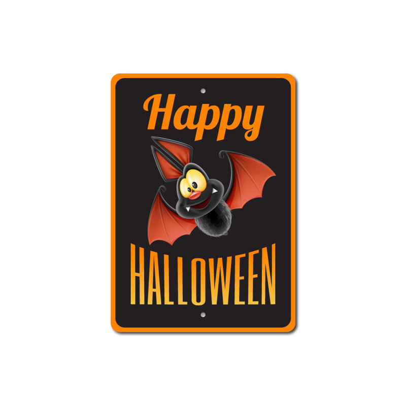 Plaque en aluminium Happy Halloween, H 18 po x l 12 po x P 0,06 po