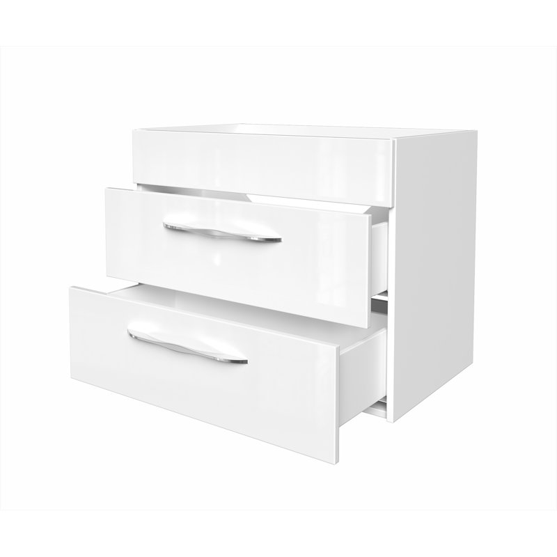 Sceno 800mm Single Bathroom Vanity with Integrated Glass Basin, High-gloss White