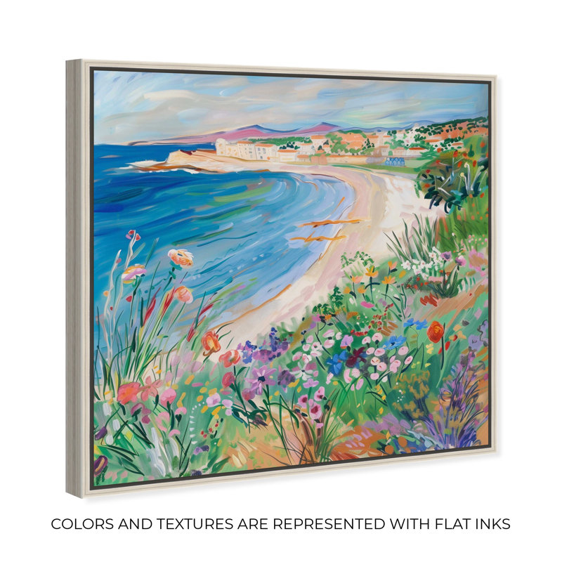«Vibrant Beach II», art mural côtier coloré par Art Remedy, Encadrement argenté, H 41 po x l 41 po