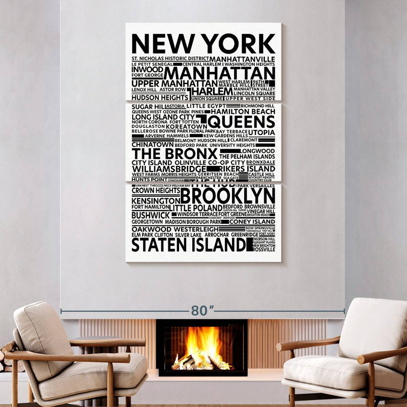 Tergel, New York, arrondissements et rues, H 74 po x l 48 po