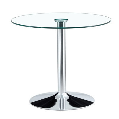 Modern 35'' Round Tempered Glass Pedestal Dining Table